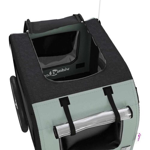  szürke-fekete oxford szövet és vas kisállatszállító utánfutó