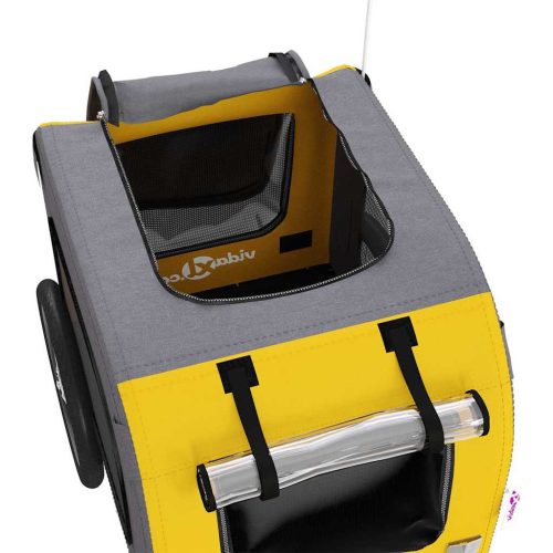  sárga-szürke oxford szövet és vas kisállatszállító utánfutó