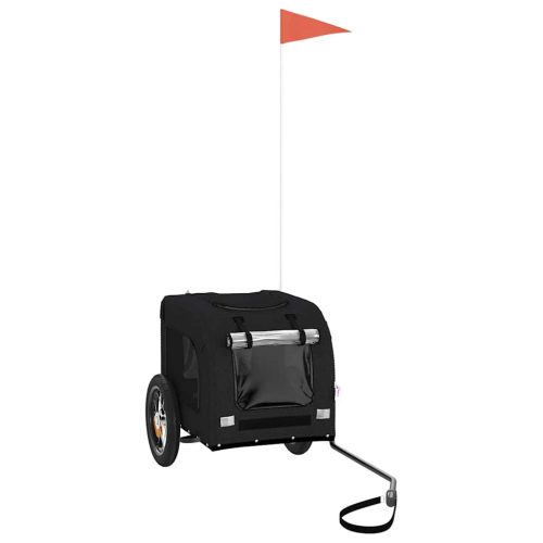  fekete oxford szövet és vas kisállatszállító kerékpár-utánfutó