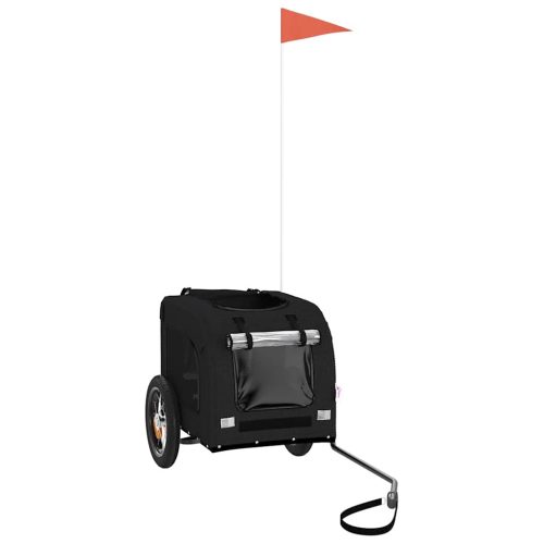  fekete oxford szövet és vas kisállatszállító kerékpár-utánfutó