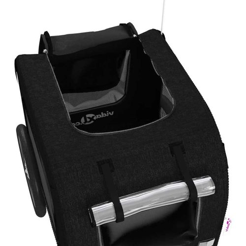  fekete oxford szövet és vas kisállatszállító kerékpár-utánfutó