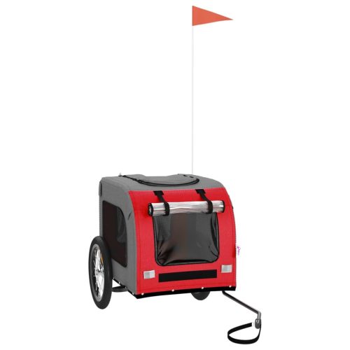  piros-szürke oxford szövet és vas kisállatszállító utánfutó