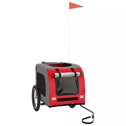  piros-szürke oxford szövet és vas kisállatszállító utánfutó