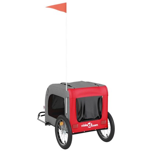  piros-szürke oxford szövet és vas kisállatszállító utánfutó