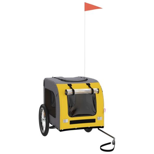  sárga-szürke oxford szövet és vas kisállatszállító utánfutó