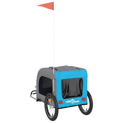  kék-szürke oxford szövet és vas kisállatszállító utánfutó