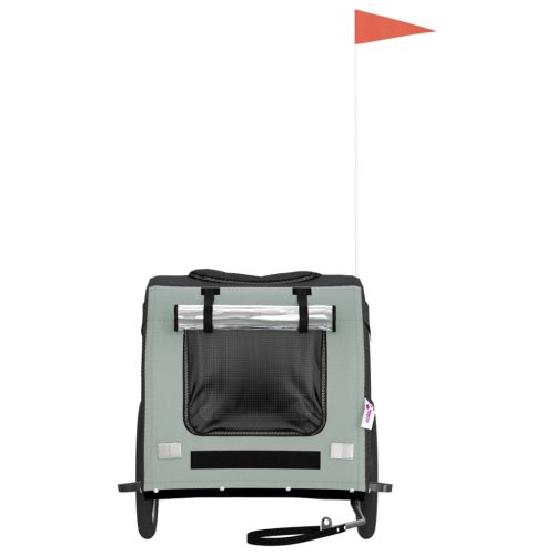  szürke-fekete oxford szövet és vas kisállatszállító utánfutó