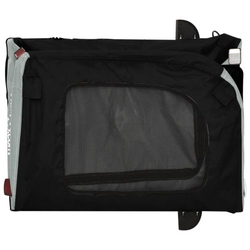  szürke-fekete oxford szövet és vas kisállatszállító utánfutó