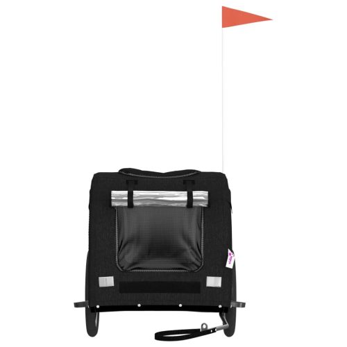  fekete oxford szövet és vas kisállatszállító kerékpár-utánfutó