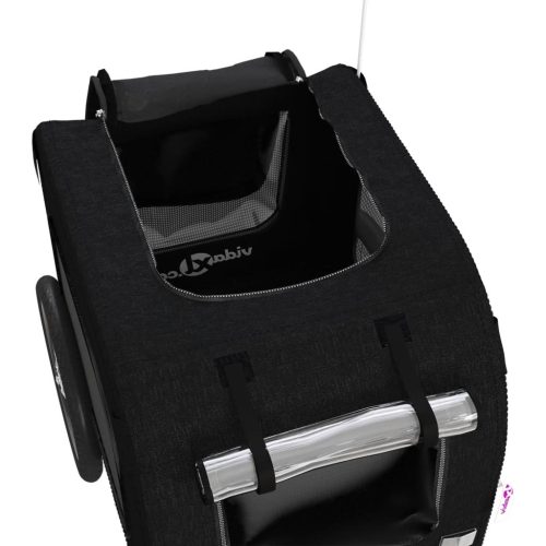  fekete oxford szövet és vas kisállatszállító kerékpár-utánfutó