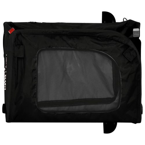  fekete oxford szövet és vas kisállatszállító kerékpár-utánfutó