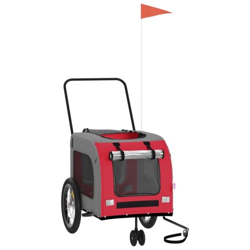  piros-szürke oxford szövet és vas kisállatszállító utánfutó