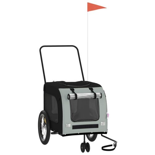  fekete-szürke oxford szövet és vas kisállatszállító utánfutó