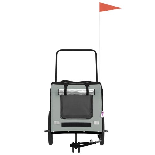  fekete-szürke oxford szövet és vas kisállatszállító utánfutó