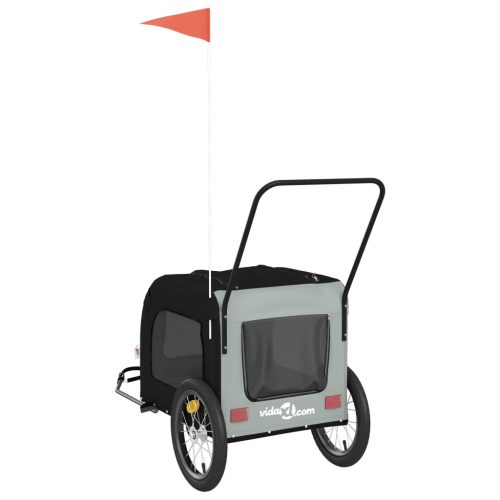  fekete-szürke oxford szövet és vas kisállatszállító utánfutó