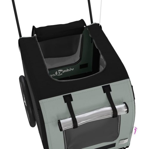  fekete-szürke oxford szövet és vas kisállatszállító utánfutó