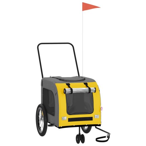  sárga-szürke oxford szövet és vas kisállatszállító utánfutó