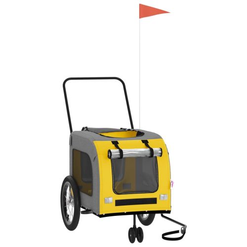  sárga-szürke oxford szövet és vas kisállatszállító utánfutó