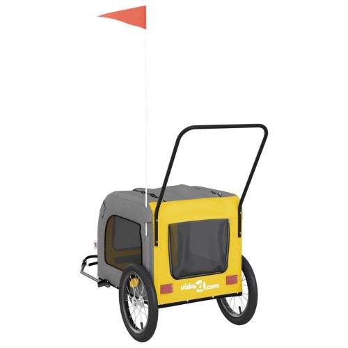  sárga-szürke oxford szövet és vas kisállatszállító utánfutó