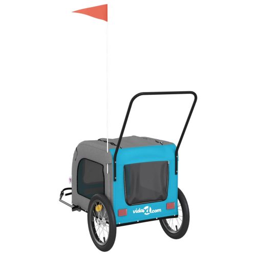  kék-szürke oxford szövet és vas kisállatszállító utánfutó