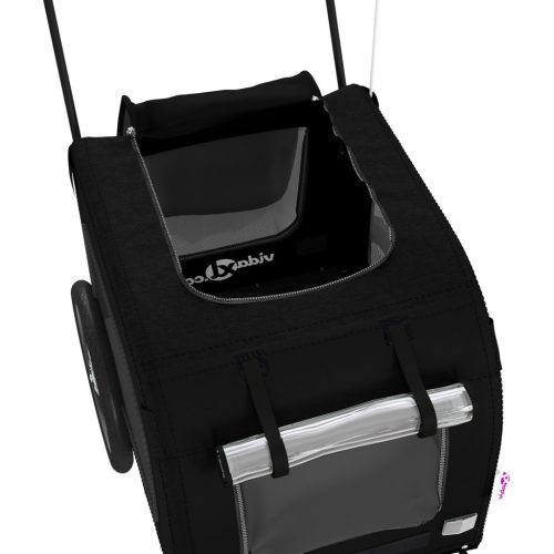  fekete oxford szövet és vas kisállatszállító kerékpár-utánfutó