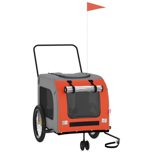  narancs-szürke oxford szövet és vas kisállatszállító utánfutó