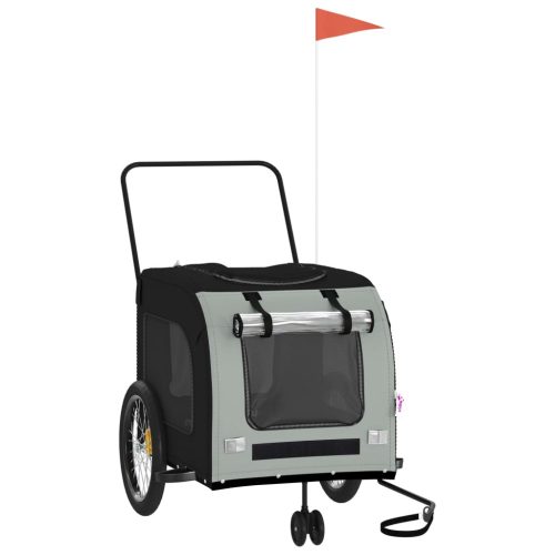  fekete-szürke oxford szövet és vas kisállatszállító utánfutó