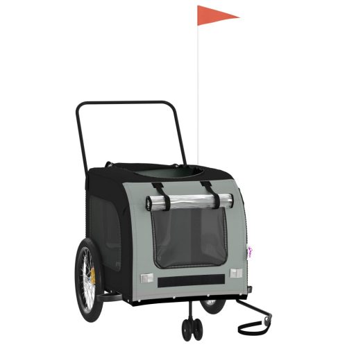  fekete-szürke oxford szövet és vas kisállatszállító utánfutó