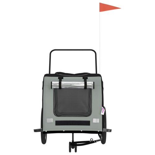  fekete-szürke oxford szövet és vas kisállatszállító utánfutó