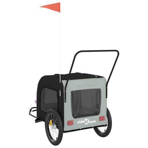  fekete-szürke oxford szövet és vas kisállatszállító utánfutó