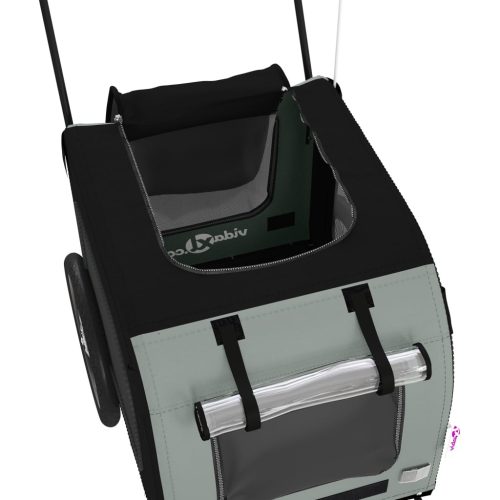  fekete-szürke oxford szövet és vas kisállatszállító utánfutó