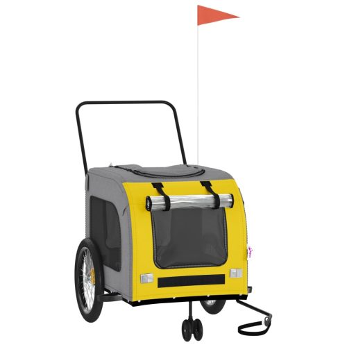  sárga-szürke oxford szövet és vas kisállatszállító utánfutó