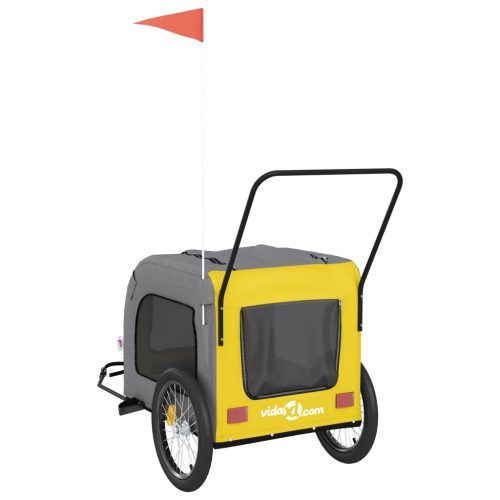  sárga-szürke oxford szövet és vas kisállatszállító utánfutó