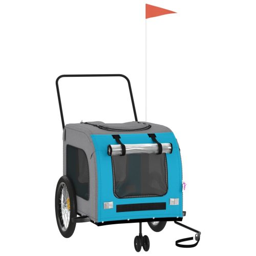  kék-szürke oxford szövet és vas kisállatszállító utánfutó