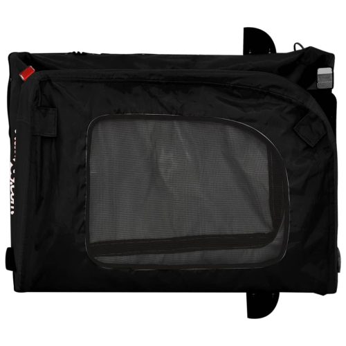  fekete oxford szövet és vas kisállatszállító kerékpár-utánfutó