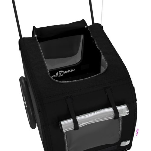  fekete oxford szövet és vas kisállatszállító kerékpár-utánfutó