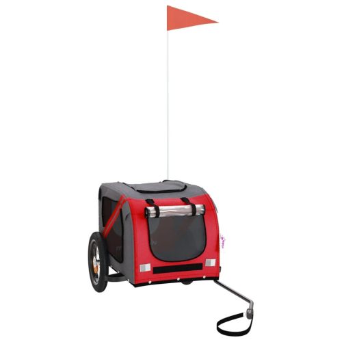  piros-szürke oxford szövet és vas kisállatszállító utánfutó