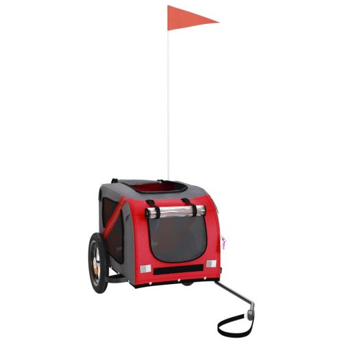  piros-szürke oxford szövet és vas kisállatszállító utánfutó