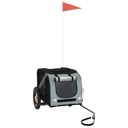  szürke-fekete oxford szövet és vas kisállatszállító utánfutó