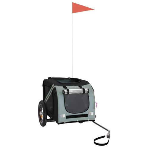  szürke-fekete oxford szövet és vas kisállatszállító utánfutó