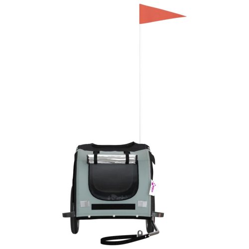  szürke-fekete oxford szövet és vas kisállatszállító utánfutó