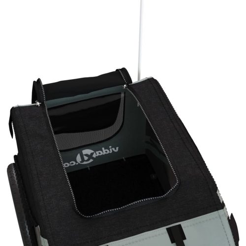  szürke-fekete oxford szövet és vas kisállatszállító utánfutó