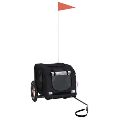  fekete oxford szövet és vas kisállatszállító kerékpár-utánfutó