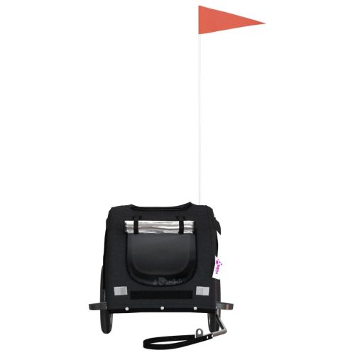  fekete oxford szövet és vas kisállatszállító kerékpár-utánfutó