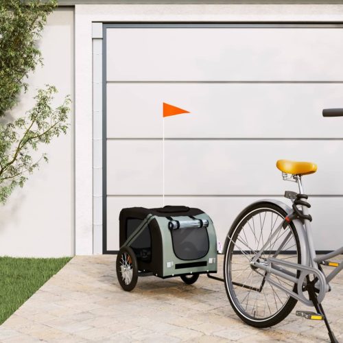  fekete-szürke oxford szövet és vas kisállatszállító utánfutó