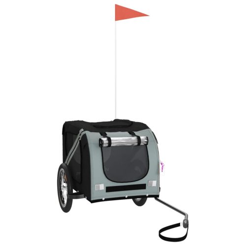  fekete-szürke oxford szövet és vas kisállatszállító utánfutó