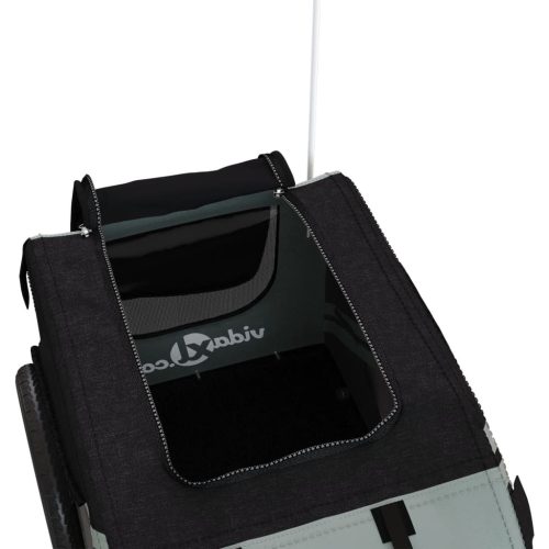  fekete-szürke oxford szövet és vas kisállatszállító utánfutó