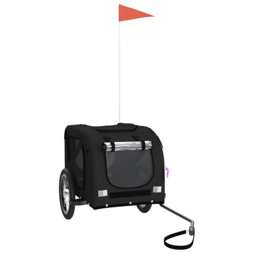  fekete oxford szövet és vas kisállatszállító kerékpár-utánfutó