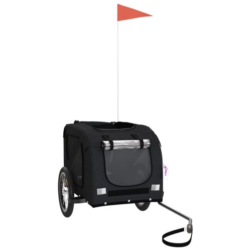  fekete oxford szövet és vas kisállatszállító kerékpár-utánfutó