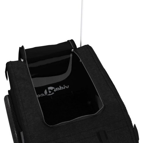  fekete oxford szövet és vas kisállatszállító kerékpár-utánfutó